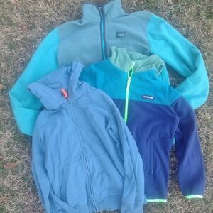 Lands' End Kids Blue and Green Fleece Hoodies